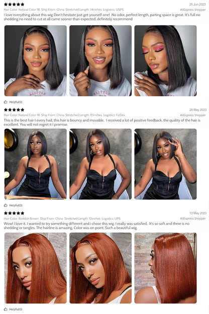 13X4 Bob Wig Straight Human Hair Lace Front Wig