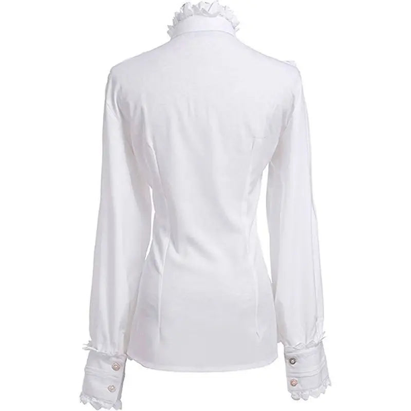 Women's Vintage Ruffle Collar Lace Trim Blouse