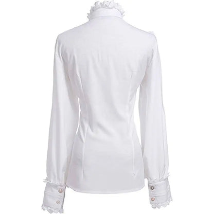 Women's Vintage Ruffle Collar Lace Trim Blouse