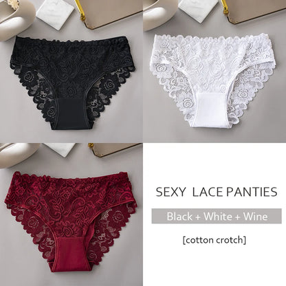 3PCS Set Floral Lace Briefs Women Underwear