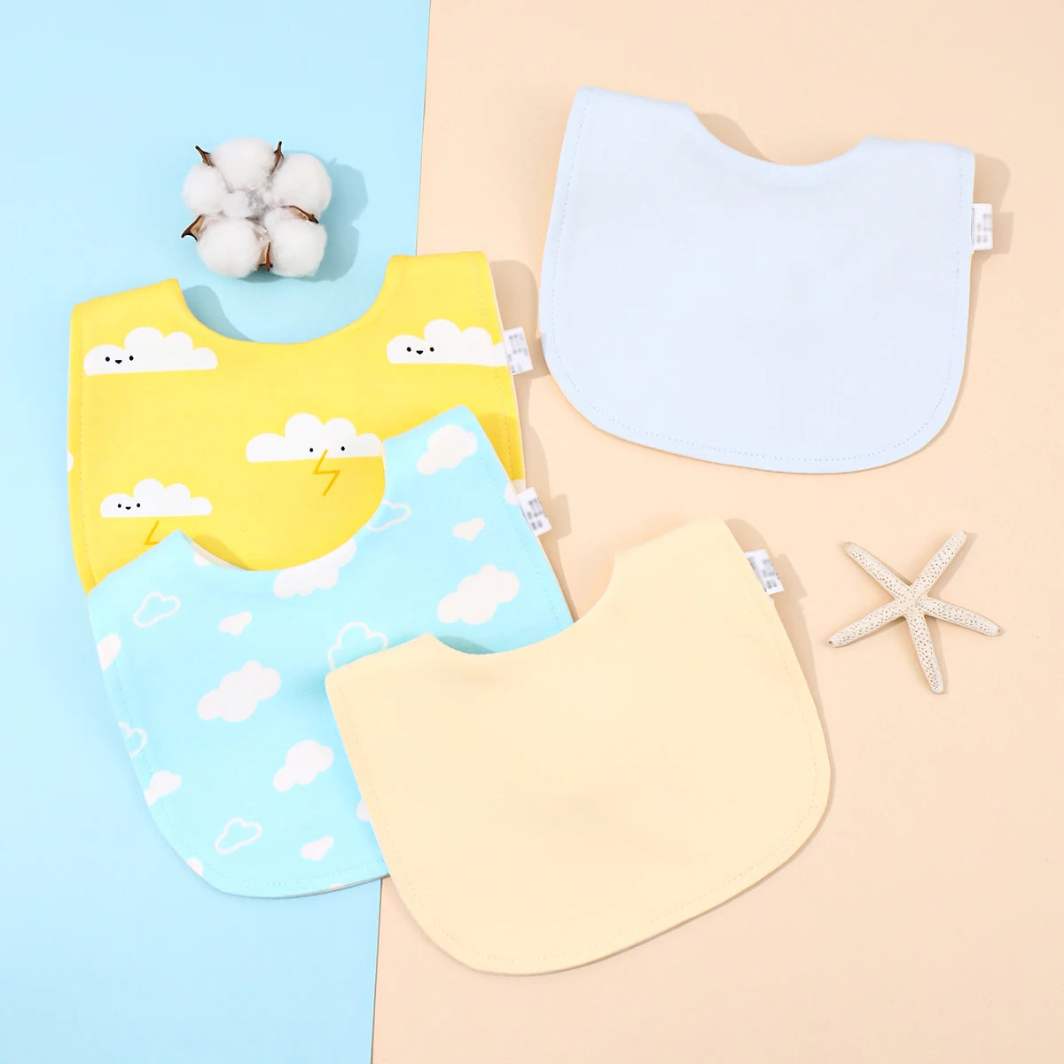 4pcs Cotton Baby Adjustable Bibs Bandana Scarf