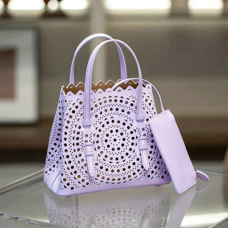 Mini Cowhide Shoulder Handbag Genuine Leather Bucket Bag