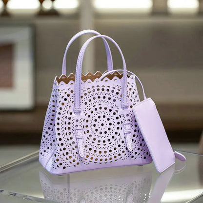 Mini Cowhide Shoulder Handbag Genuine Leather Bucket Bag