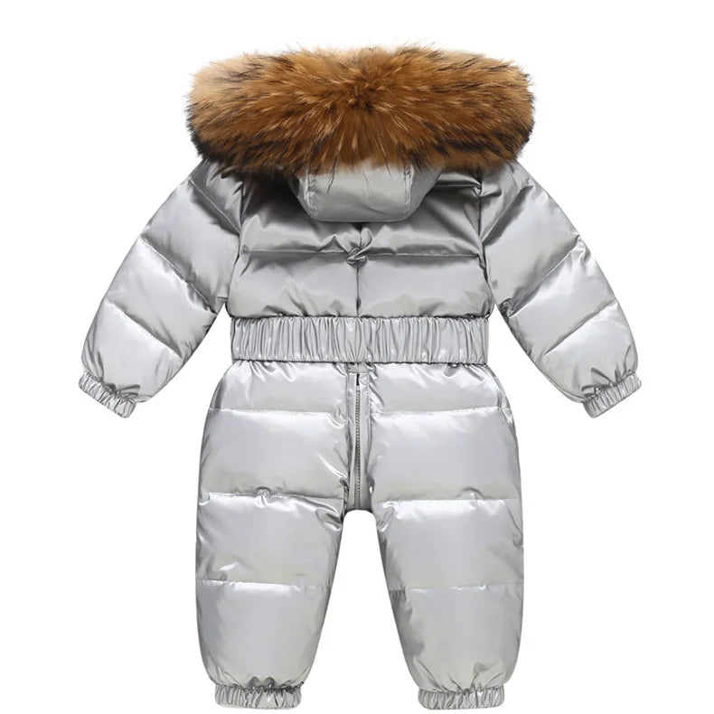Children's Waterproof Hooded Down Snowsuit for Winter
