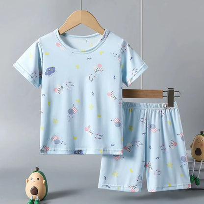 Children's Casual Joker Bear Print Pajama Set