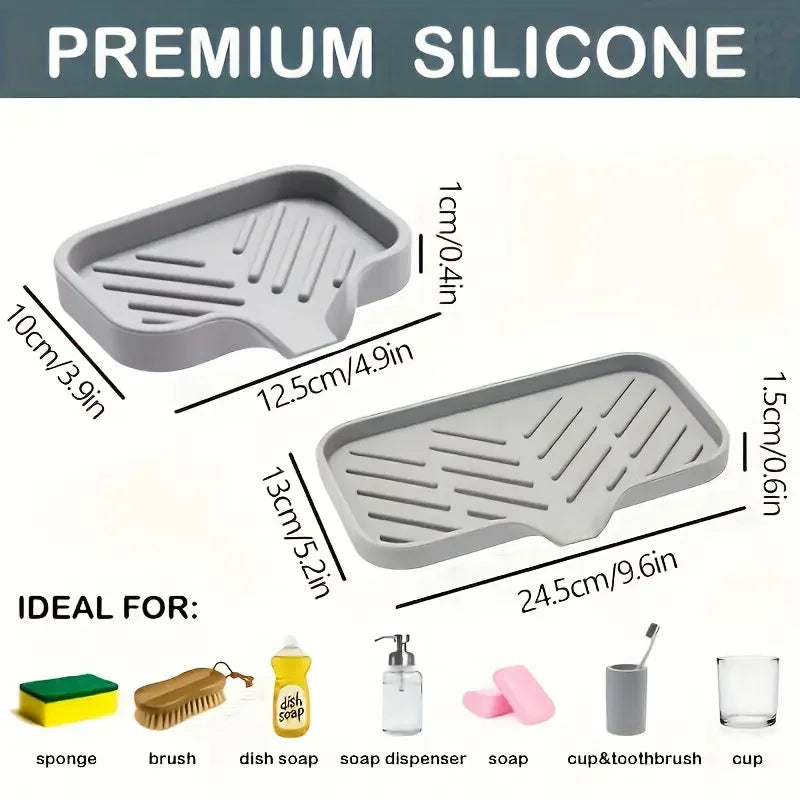 Silicone Kitchen Sink Faucet Mat and Tray