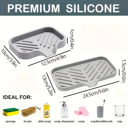 Silicone Kitchen Sink Faucet Mat and Tray