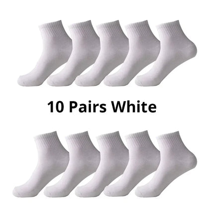 Men's Solid Color Mid-Calf Socks 10 Pairs All Seasons