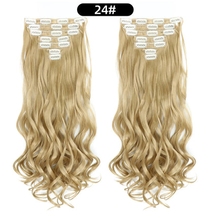 22 Inch Curly Wavy Clip In Hair Extensions Synthetic