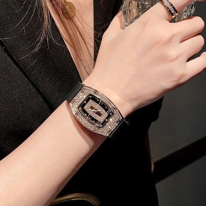 Women Silicone Jelly Quartz Tonneau Watch