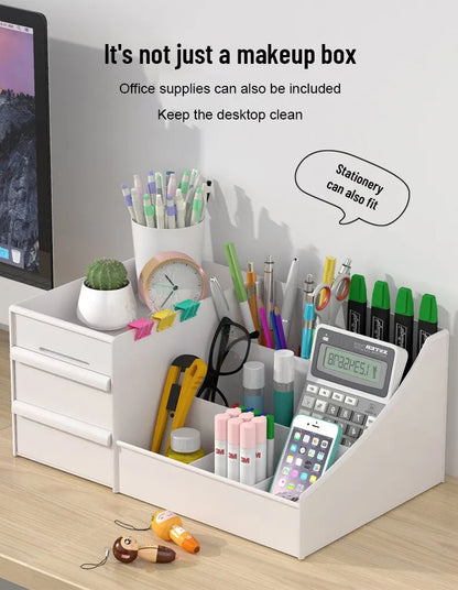 White Plastic Drawer Makeup Storage Box
