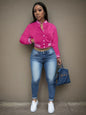 Women's Pure Color Single Breasted Baseball Jacket