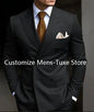 Brown Men's Slim Fit Double Breasted Suit Blazer