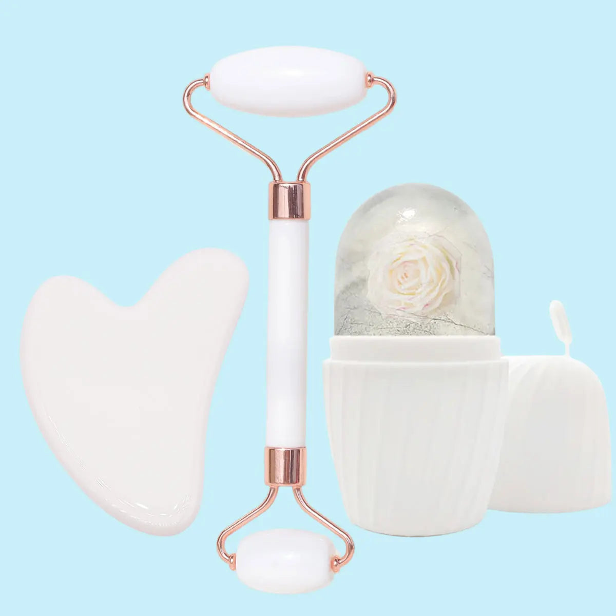Ice Face Roller Set Gua Sha Satinless Steel Massage Tool