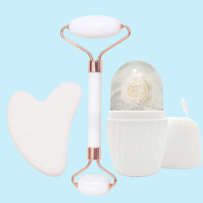Ice Face Roller Set Gua Sha Satinless Steel Massage Tool