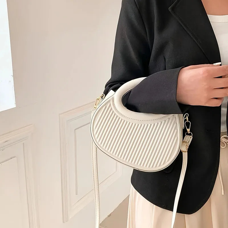 Chic Stripe Crossbody Bag for Women in Synthetic Leather