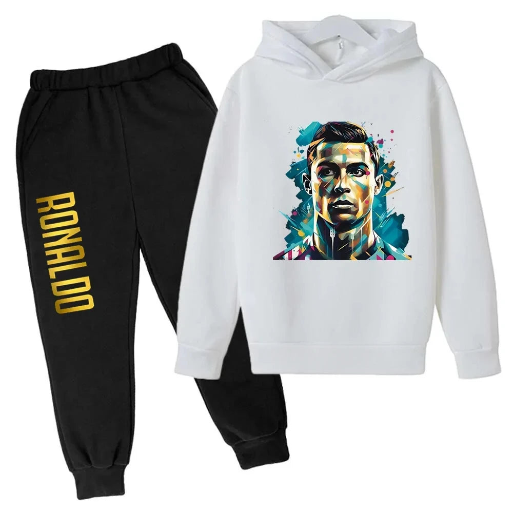 Ronaldo CR7 Print Hoodie and Pants Set for Children