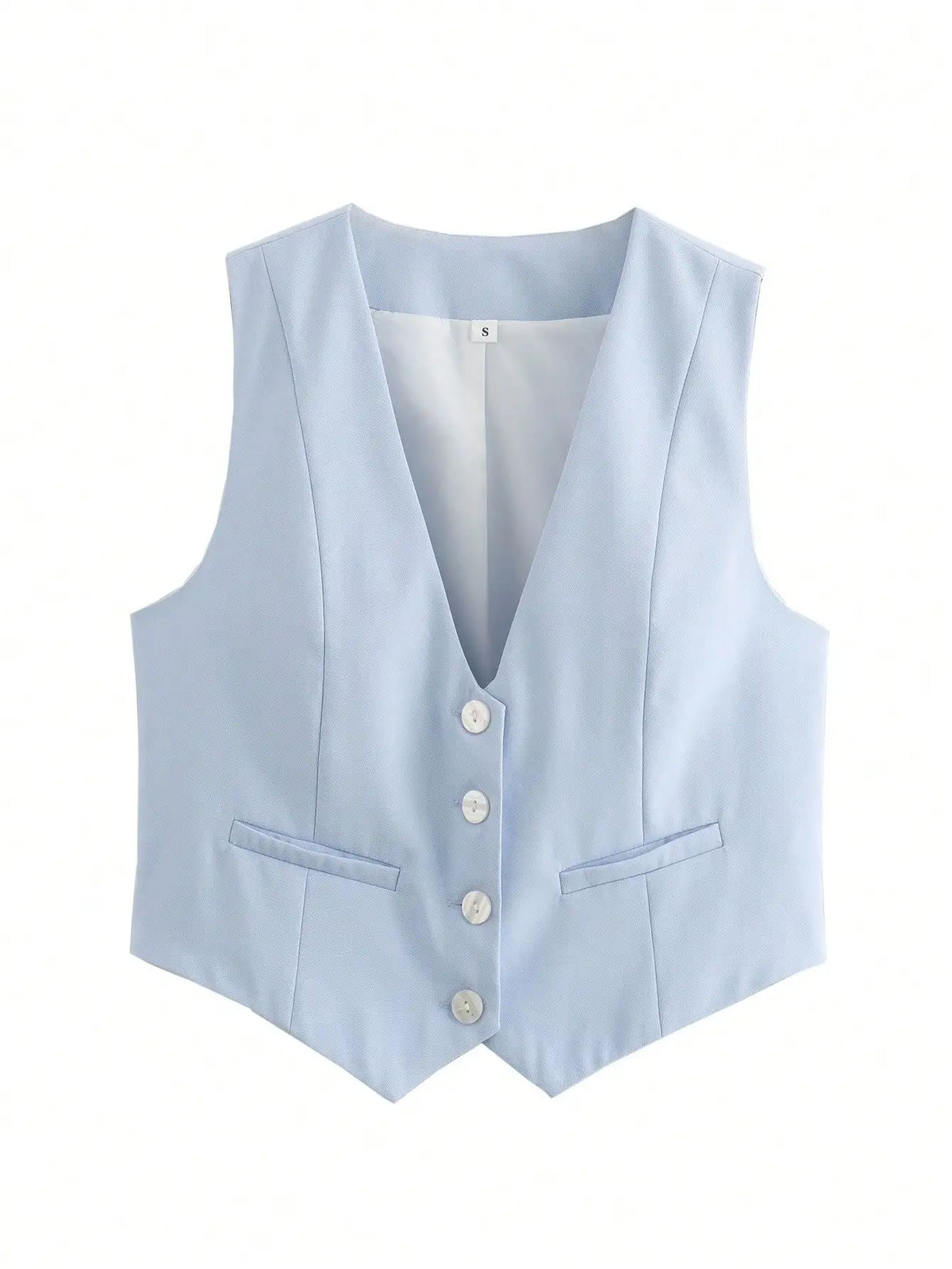 Women'S Solid Suit Vest Sleeveless Cropped Waistcoat