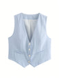 Women'S Solid Suit Vest Sleeveless Cropped Waistcoat
