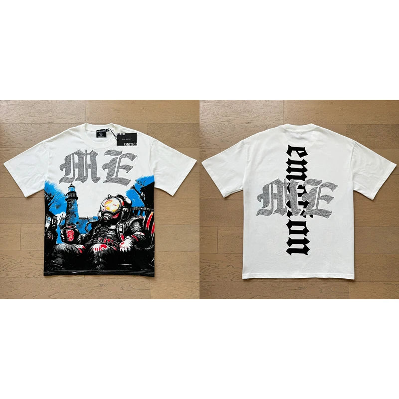 Mixed Emotion Cotton T-Shirt for Couples with Angel Print