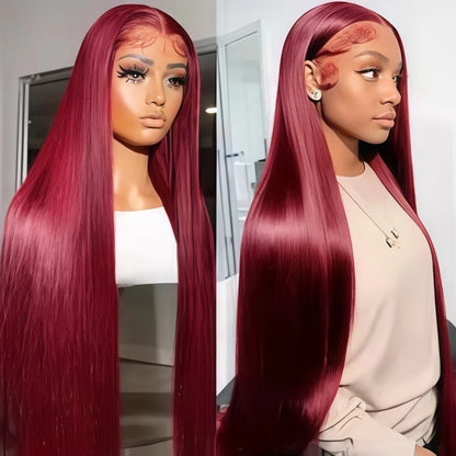 34 Inch Burgundy Straight Brazilian Human Hair Wig