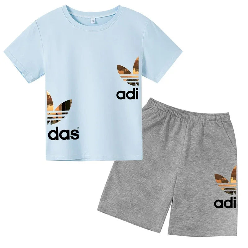 Kids Casual O-neck T-shirt and Pants Set