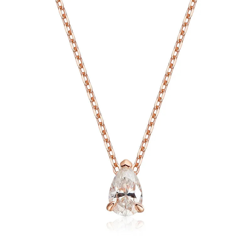 Smyoue Pear Cut Moissanite Necklace 925 Sterling Silver
