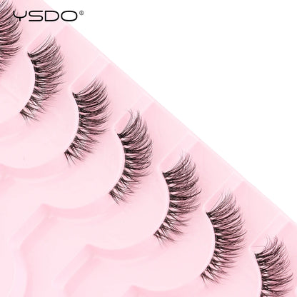 YSDO 5/10 Pairs Natural Soft Black Half Lashes