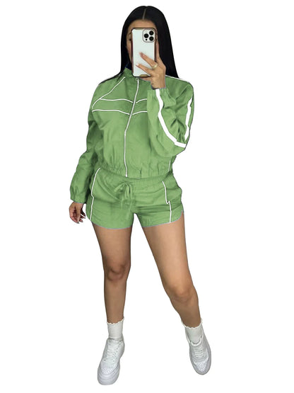 Women's Slim Sporty Tracksuit with Jacket and Shorts