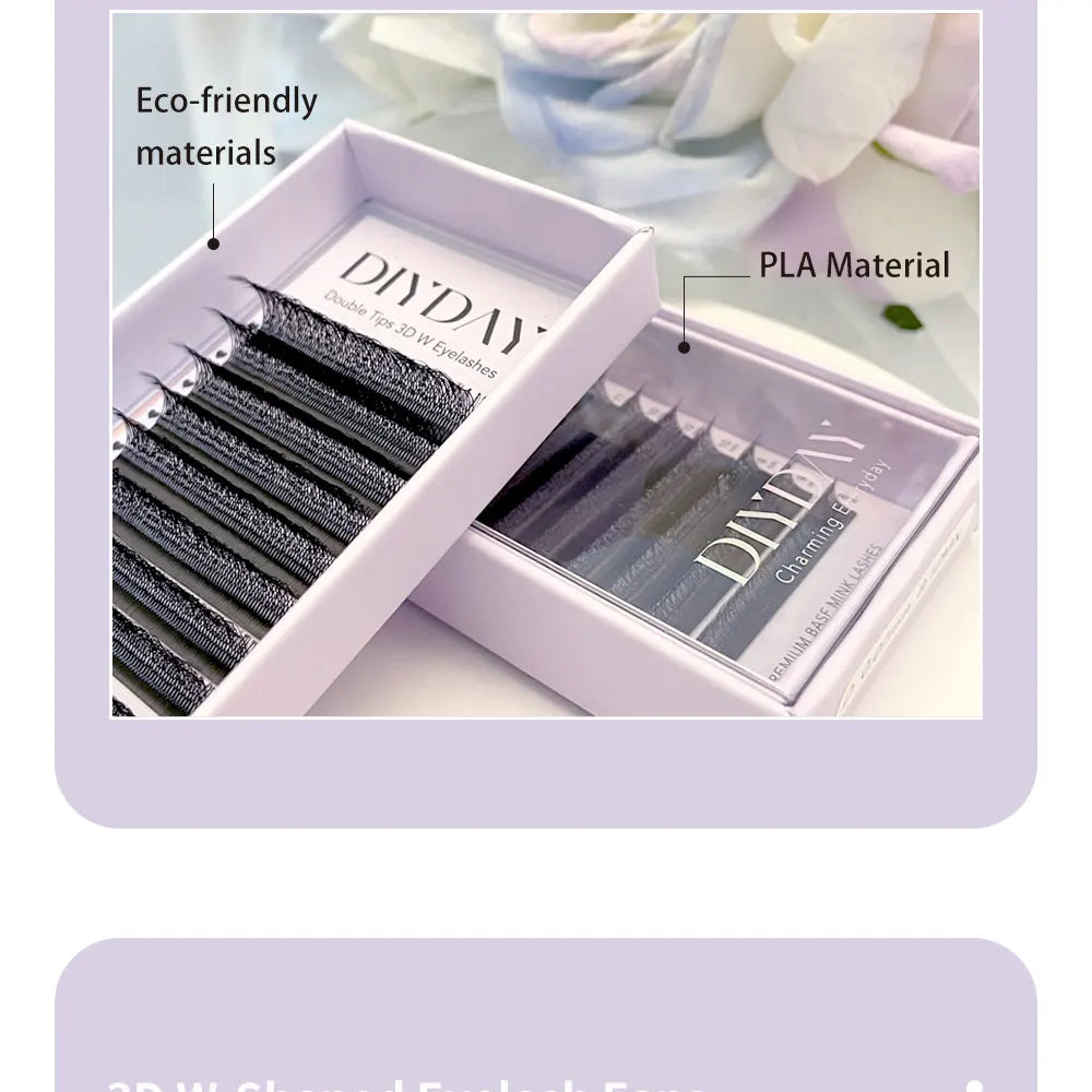 DIYDAY W Shape Eyelash Extensions Natural Soft Synthetic Hair