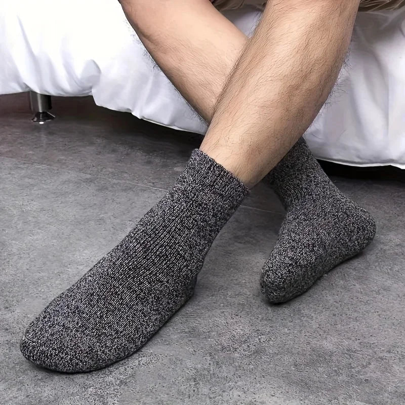 Men's Thick Warm Mid-Calf Socks, 3 Pairs Polyester