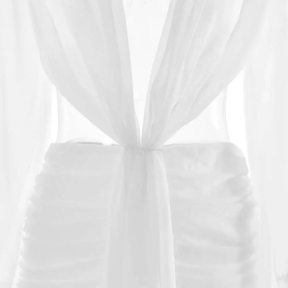 Deep V Hollow Backless Chiffon Maxi Party Dress