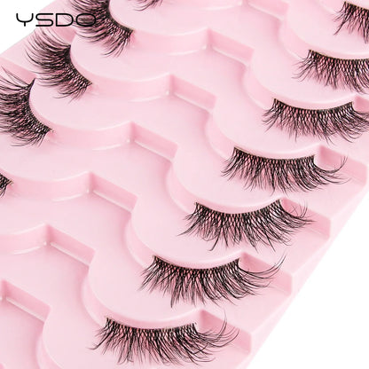 YSDO 5/10 Pairs Natural Soft Black Half Lashes