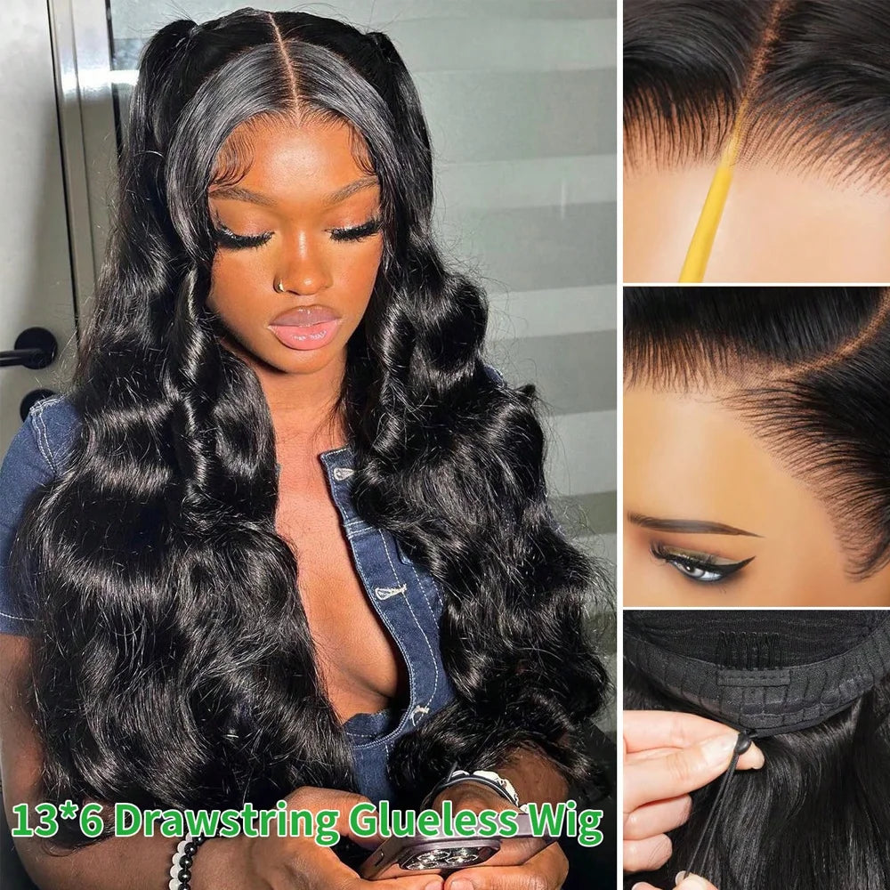 42 Inch 250% Density Body Wave Lace Front Wig Black