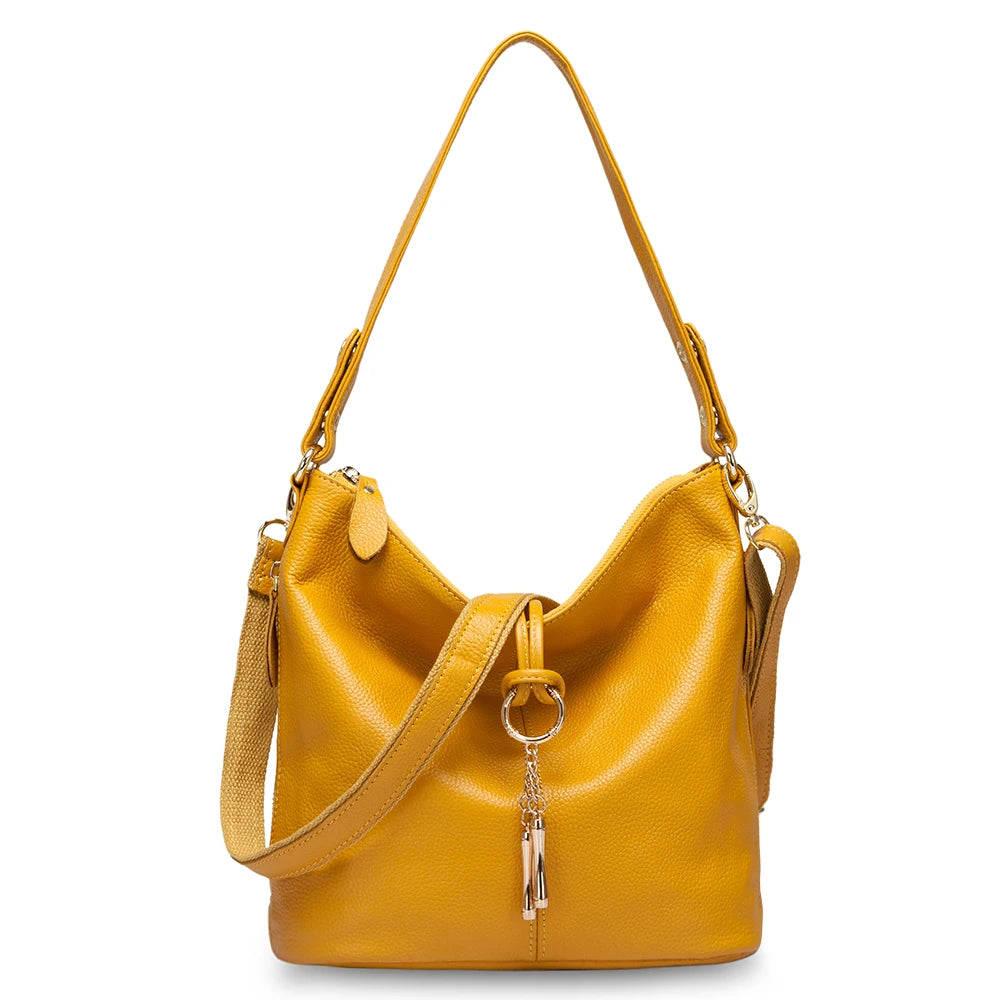 Zency Red Genuine Leather Hobo Shoulder Bag