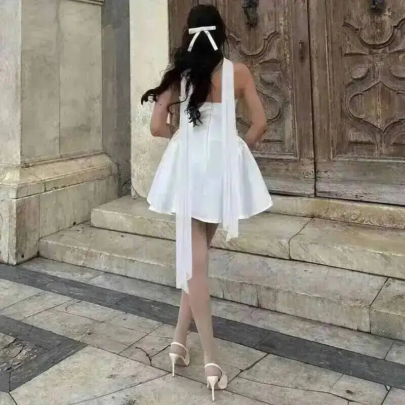 Avrilyaan Off Shoulder Backless A-line Mini Dress
