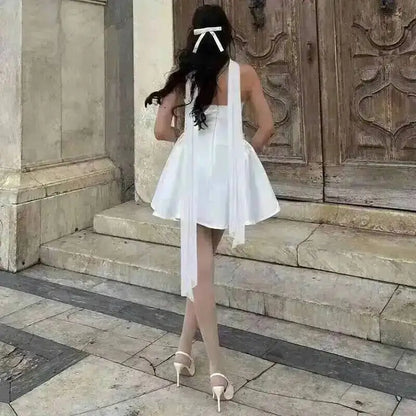 Avrilyaan Off Shoulder Backless A-line Mini Dress