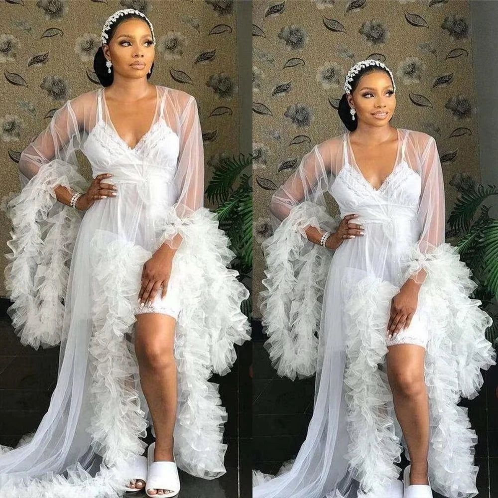 Ruched Maternity Dress Long Sheer Evening Robe