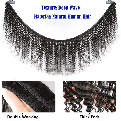 Deep Wave Human Hair Bundles Natural Color Extensions
