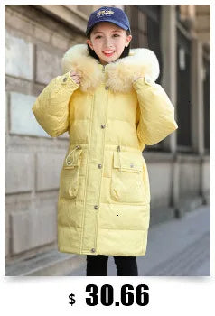 Children's Hooded Parka Down Jacket with Dinosaur Design