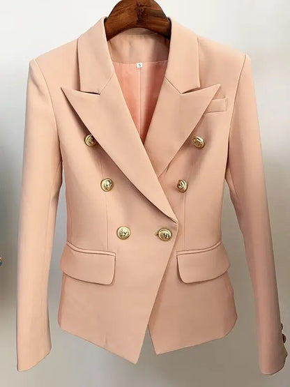 Women's Classic Double Breasted Blazer with Metal Buttons