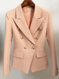 Women's Classic Double Breasted Blazer with Metal Buttons
