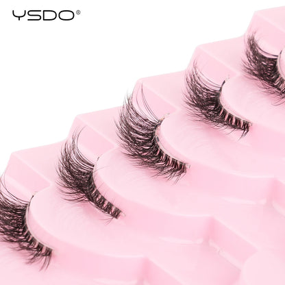 YSDO 5/10 Pairs Natural Soft Black Half Lashes