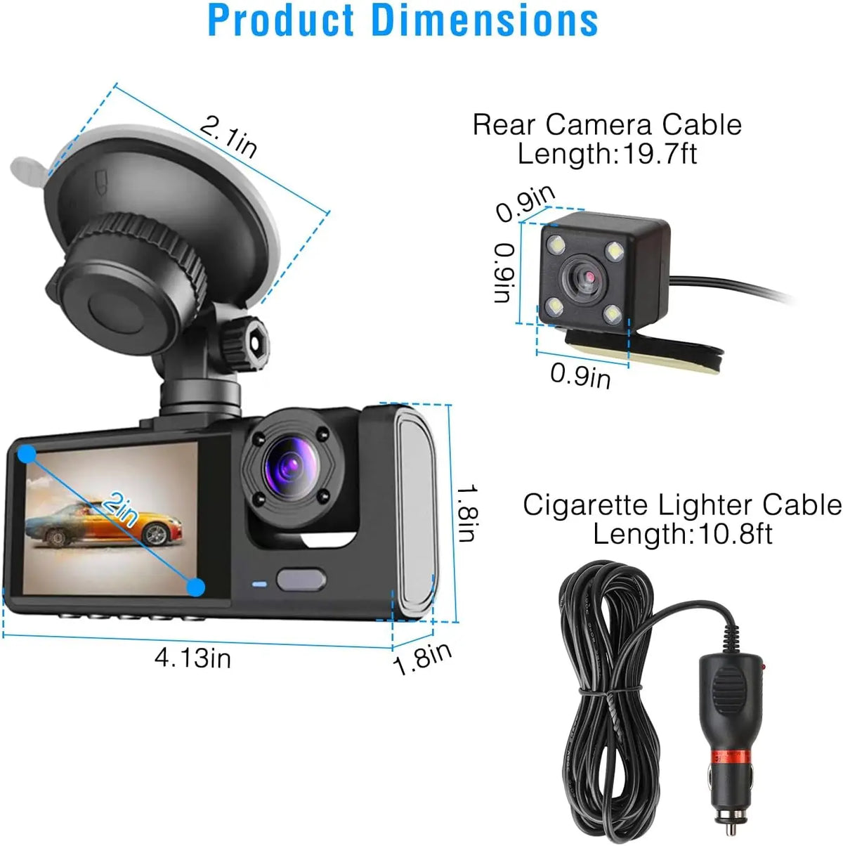 1080P WiFi Dash Cam with Front and Rear Cameras
