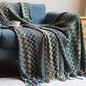 Bohemian Acrylic Hand Knitted Blanket with Tassels