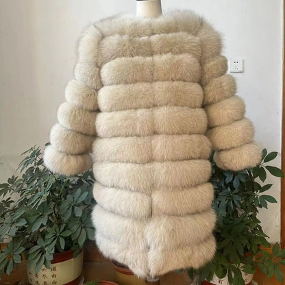 4in1 Women Fox Fur Coat Winter Outerwear
