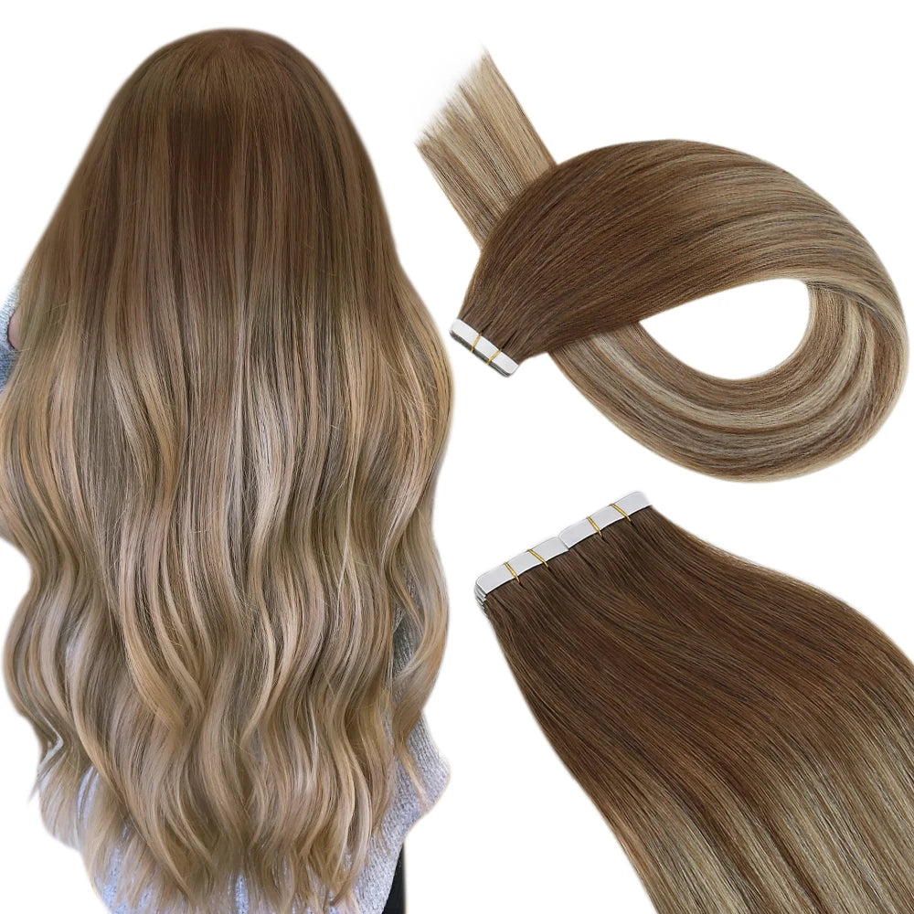 Ugeat Tape In Hair Extensions Brazilian Remy Hair 20P/40P