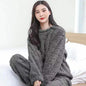 Warm Velvet Ribbed Fleece Pajama Set for Women