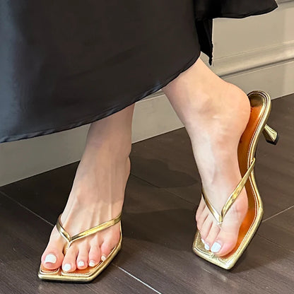 Women's Summer High Heel Flip Flops Sandals