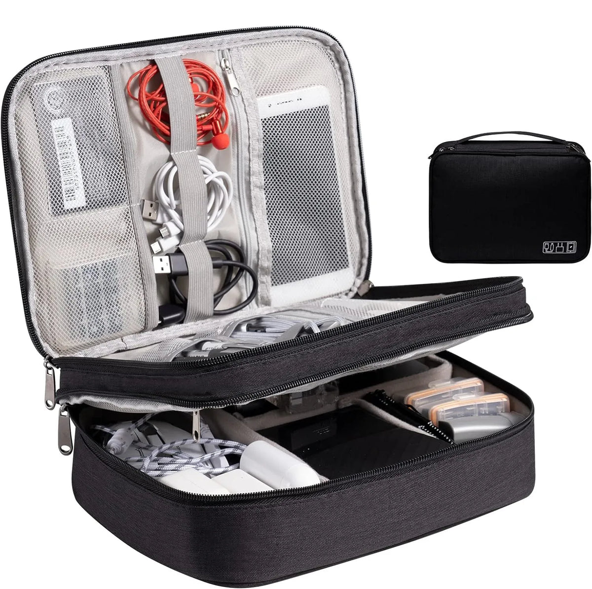 Leather Cable Storage Bag Waterproof Organizer